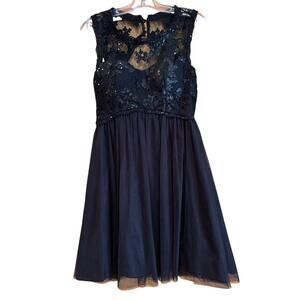 Women's Sequin Hearts Black Cocktail Dress, Size 13, EUC